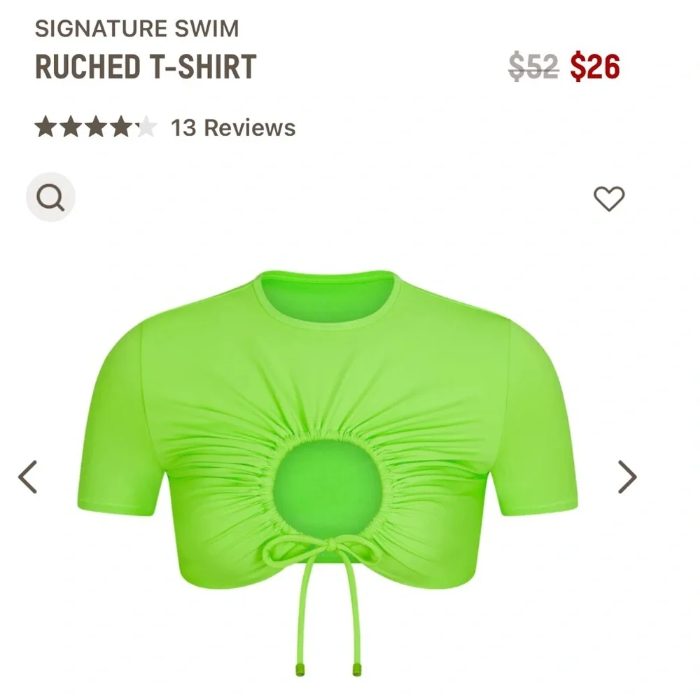 Skims Signature Swim Ruched T-Shirt |‎ LIMITED EDITION | Neon Green | NEW!!!💚💚